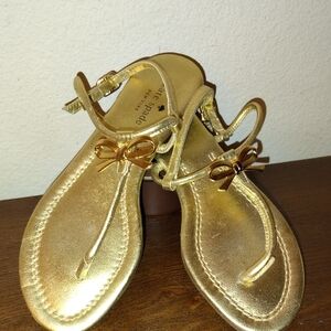 Kate Spade Metallic Gold Bow Sandals